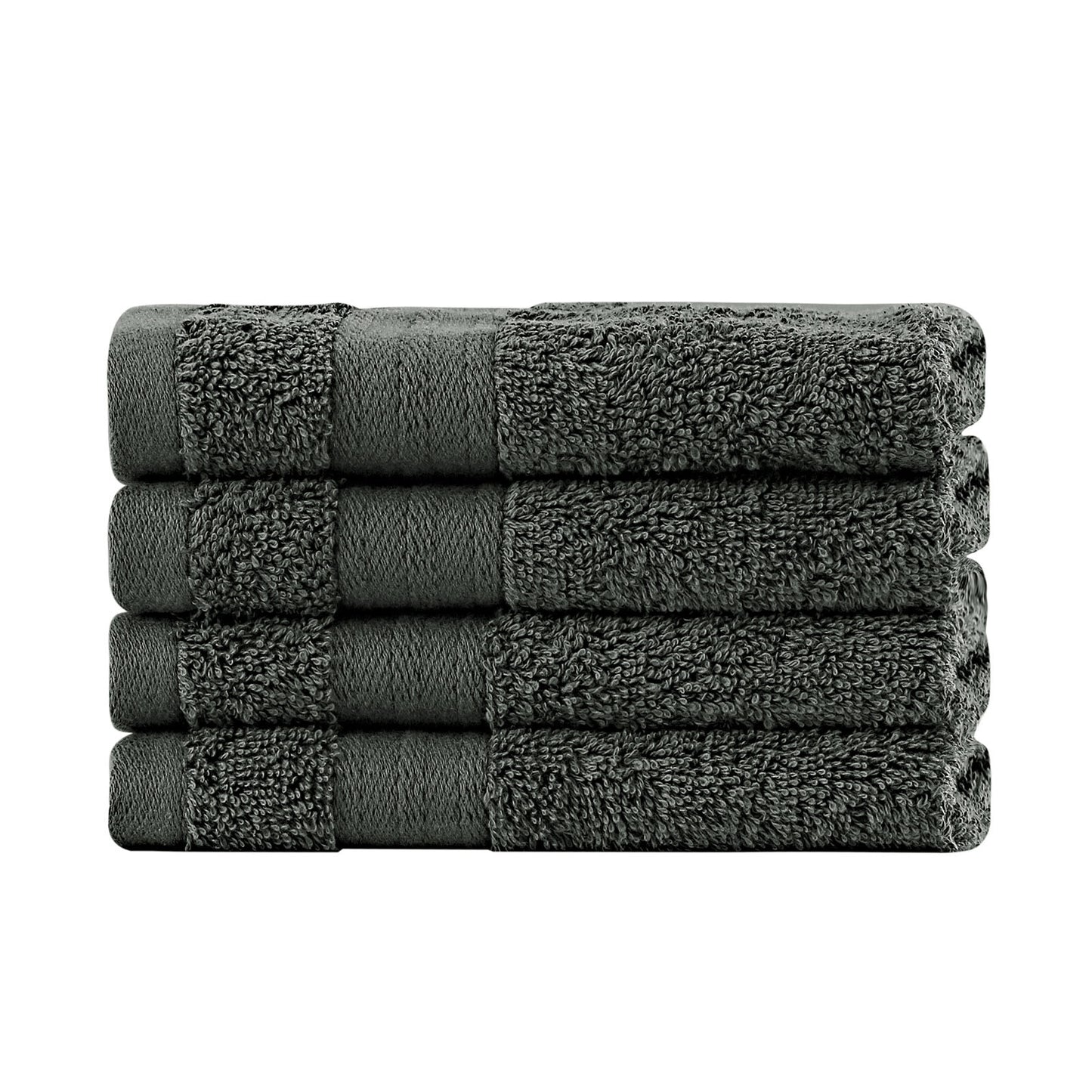 Linenland Bath Towel Set - 4 Piece Cotton Washcloths - Charcoal Tristar Online