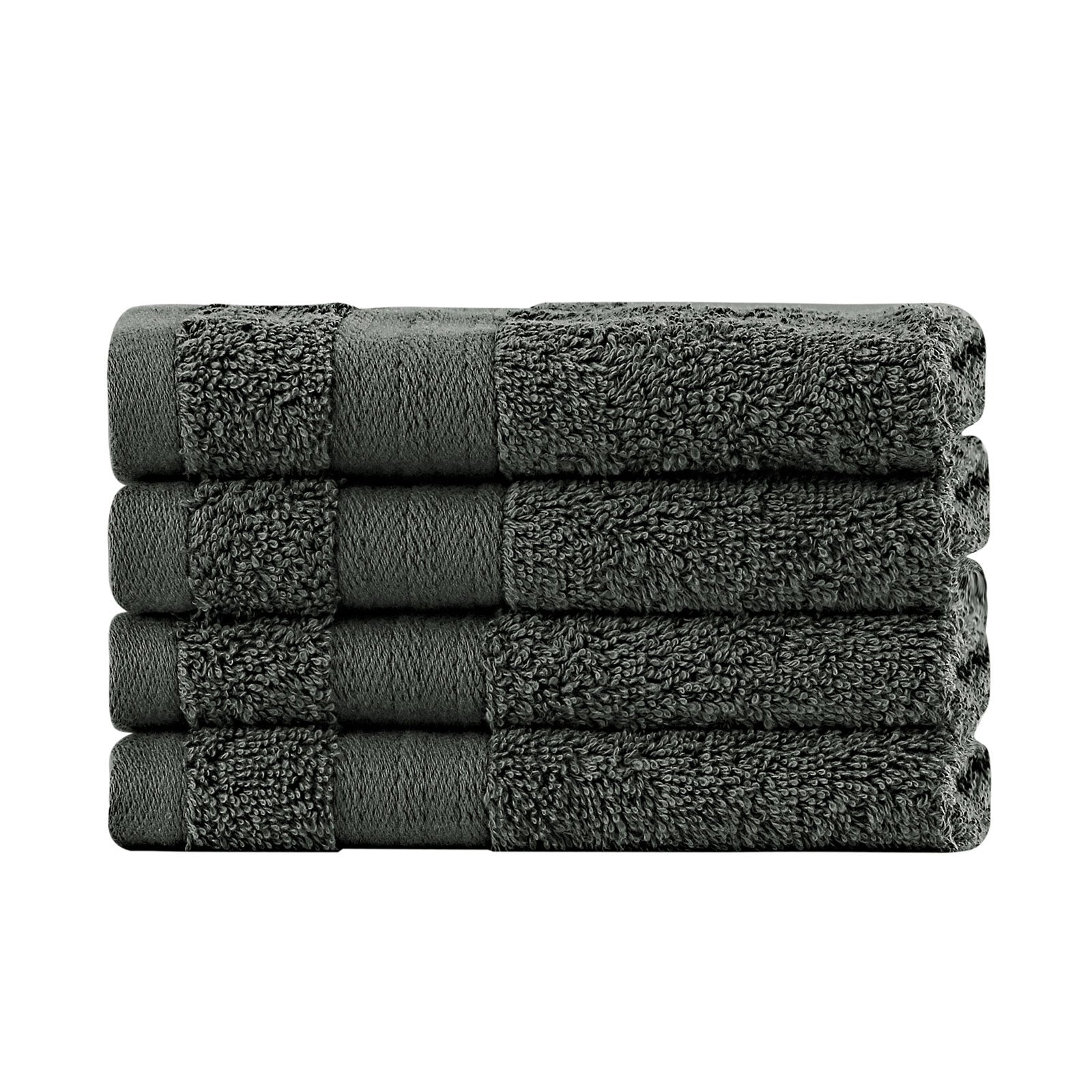 Linenland Bath Towel Set - 4 Piece Cotton Washcloths - Charcoal Tristar Online