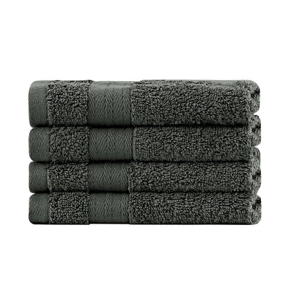 Linenland Bath Towel Set - 4 Piece Cotton Washcloths - Charcoal Tristar Online