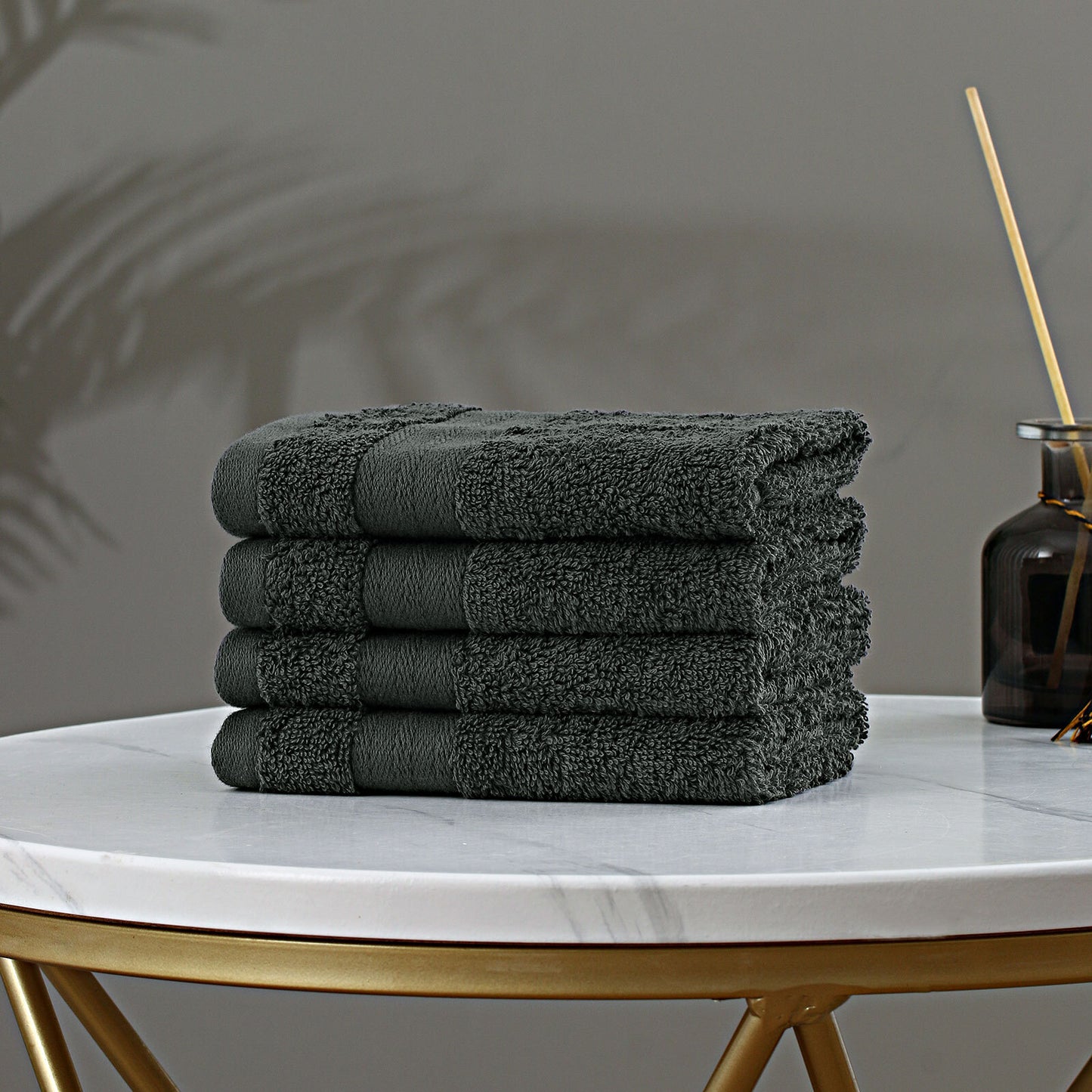 Linenland Bath Towel Set - 4 Piece Cotton Washcloths - Charcoal Tristar Online