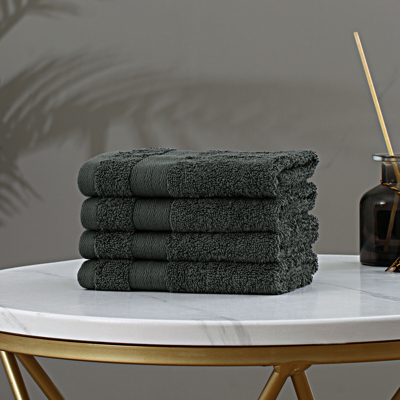 Linenland Bath Towel Set - 4 Piece Cotton Washcloths - Charcoal Tristar Online