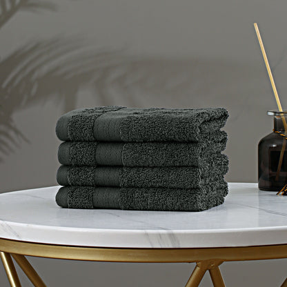 Linenland Bath Towel Set - 4 Piece Cotton Washcloths - Charcoal Tristar Online