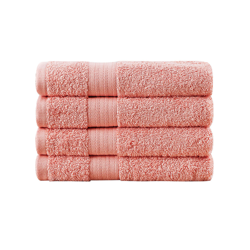 Linenland Bath Towel 4 Piece Cotton Hand Towels Set - Coral Tristar Online