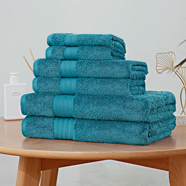 Luxury 6 Piece Soft and Absorbent Cotton Bath Towel Set - Blue Tristar Online