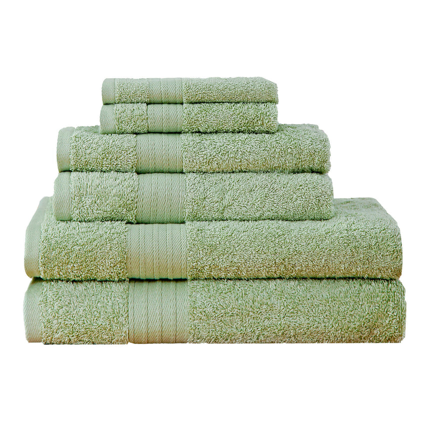 Luxury 6 Piece Soft and Absorbent Cotton Bath Towel Set - Sage Green Tristar Online