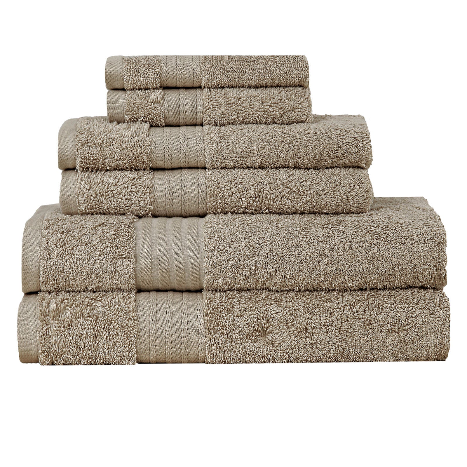 Luxury 6 Piece Soft and Absorbent Cotton Bath Towel Set - Sandstone Tristar Online