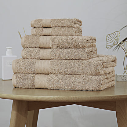 Luxury 6 Piece Soft and Absorbent Cotton Bath Towel Set - Sandstone Tristar Online