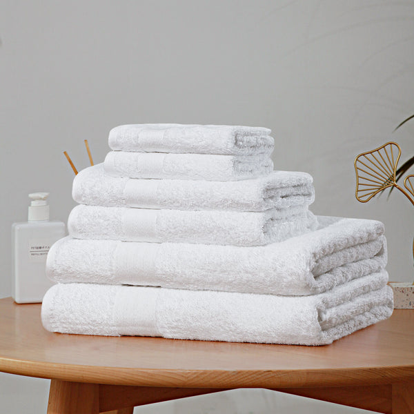 Luxury 6 Piece Soft and Absorbent Cotton Bath Towel Set - White Tristar Online