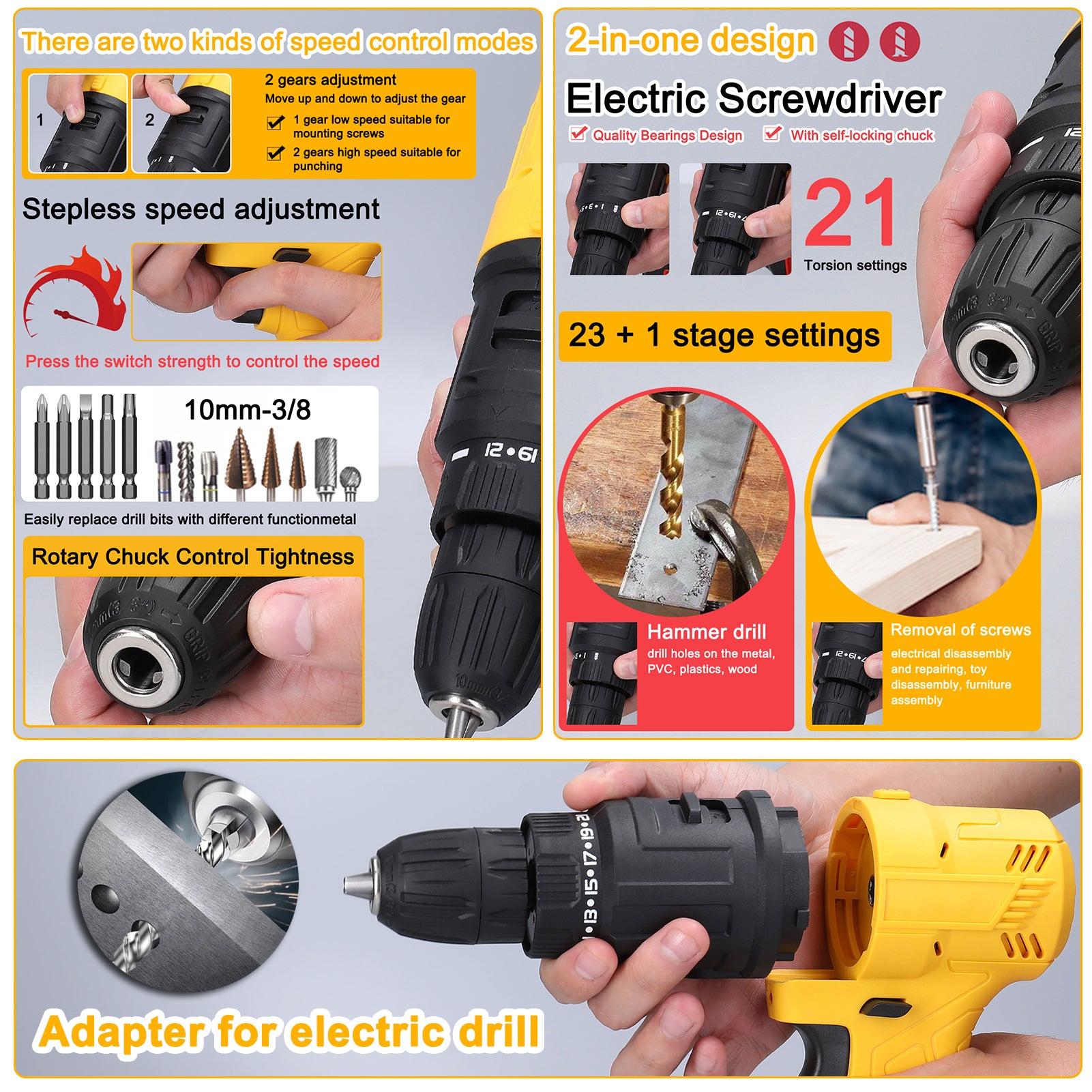 7in1 Multi-function Rechargeable Li-ion Electric Machine Set Electric Hammer Drill Chainsaw Conversion Tool Set Power Tool Kit Tristar Online
