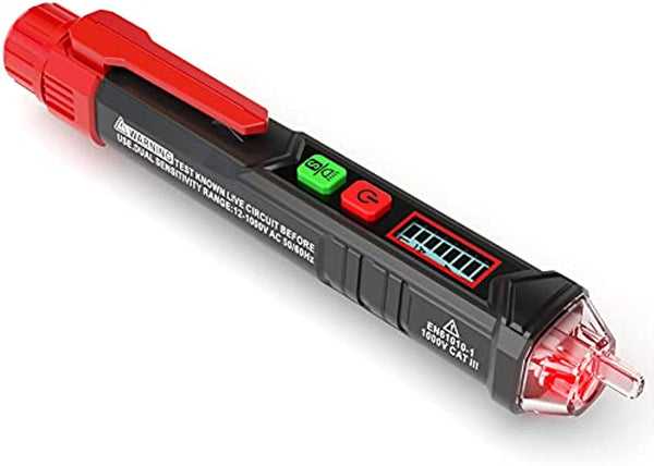 KAIWEETS HT100 Non Contact Voltage Tester AC Electricity Detect Pen 12V-1000V/48V-1000V Dual Range with LCD Display LED Flashlight Buzzer Alarm Wire Breakpoint Finder Tristar Online