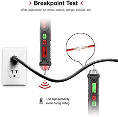 KAIWEETS HT100 Non Contact Voltage Tester AC Electricity Detect Pen 12V-1000V/48V-1000V Dual Range with LCD Display LED Flashlight Buzzer Alarm Wire Breakpoint Finder Tristar Online