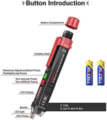 KAIWEETS HT100 Non Contact Voltage Tester AC Electricity Detect Pen 12V-1000V/48V-1000V Dual Range with LCD Display LED Flashlight Buzzer Alarm Wire Breakpoint Finder Tristar Online