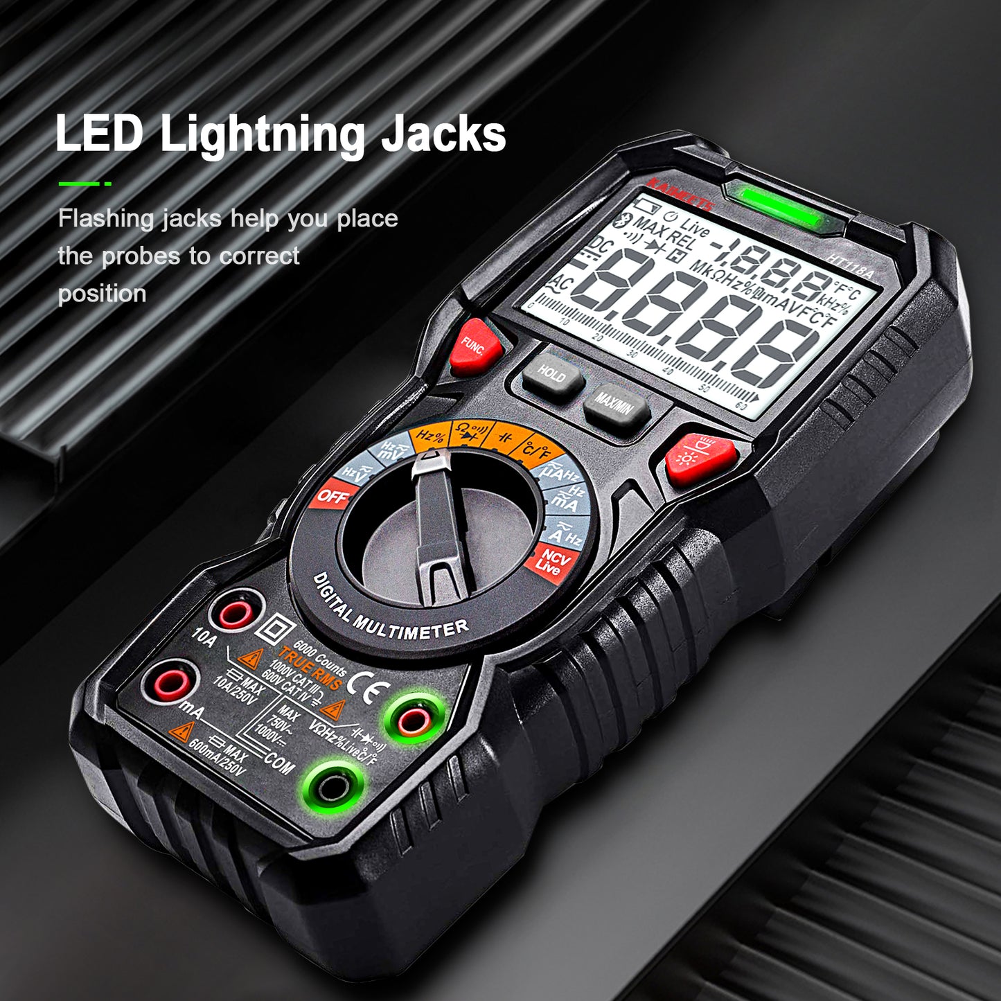 KAIWEETS Digital Multimeter TRMS 6000 Counts Voltmeter Auto-Ranging Fast Accurately Measures Voltage Current Amp Resistance Diodes Continuity Duty-Cycle Capacitance Temperature for Automotive Tristar Online