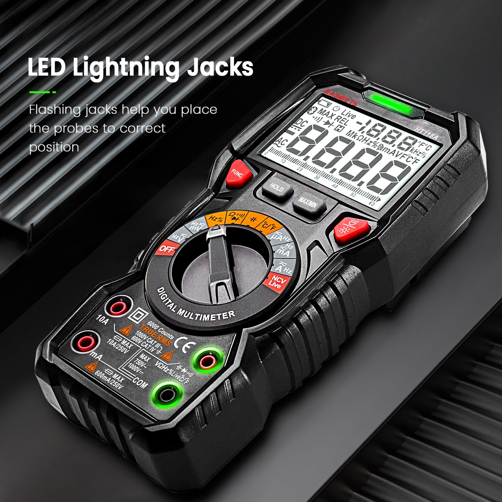 KAIWEETS Digital Multimeter TRMS 6000 Counts Voltmeter Auto-Ranging Fast Accurately Measures Voltage Current Amp Resistance Diodes Continuity Duty-Cycle Capacitance Temperature for Automotive Tristar Online