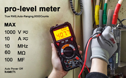 KAIWEETS Digital Multimeter TRMS 6000 Counts Voltmeter Auto-Ranging Fast Accurately Measures Voltage Current Amp Resistance Diodes Continuity Duty-Cycle Capacitance Temperature for Automotive Tristar Online