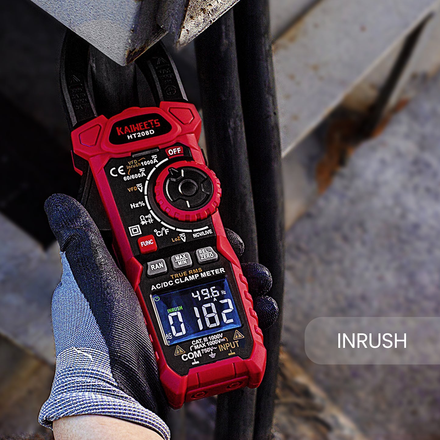 KAIWEETS HT208D Inrush Clamp Meter 1000A True RMS AC/DC Current Amp Meter Tristar Online
