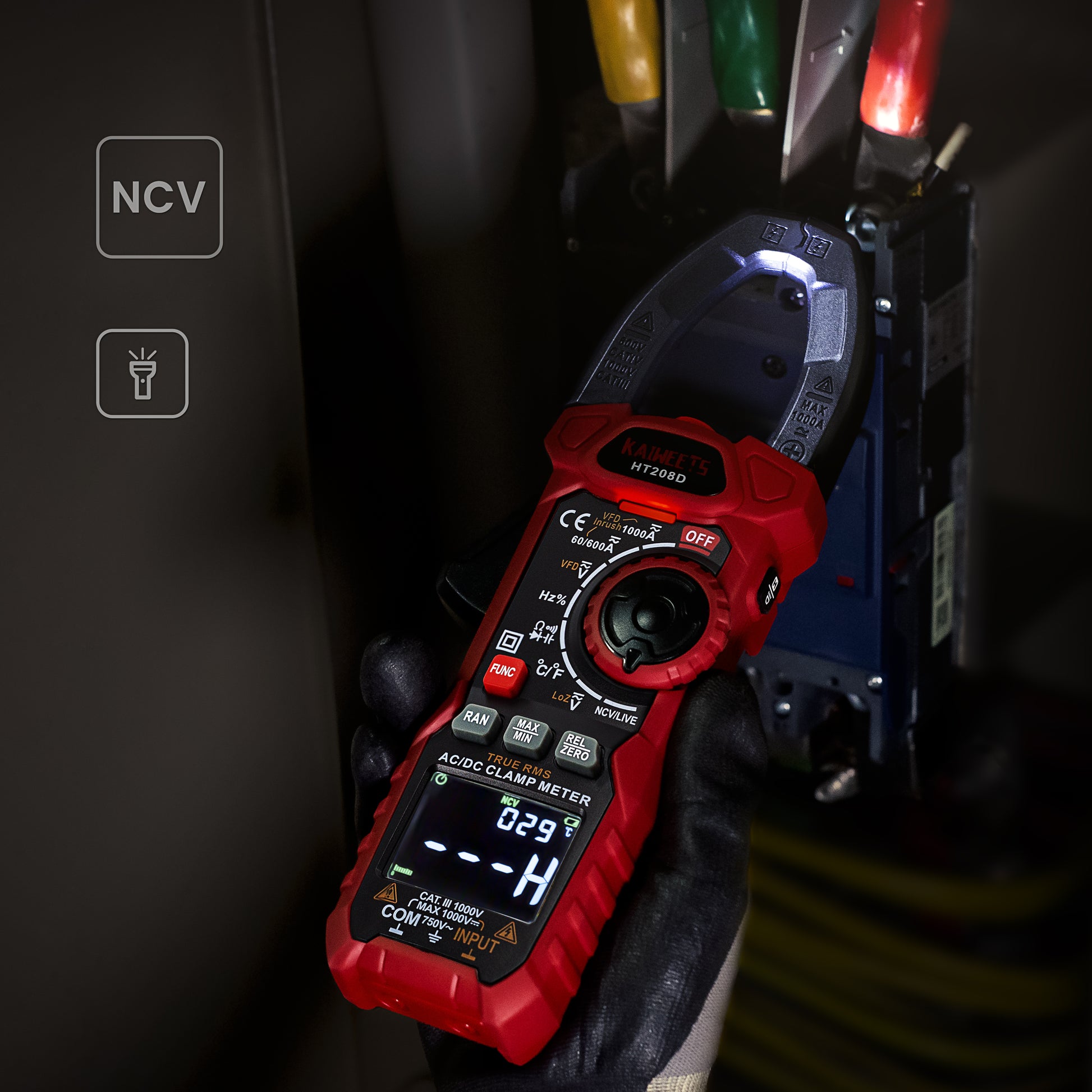 KAIWEETS HT208D Inrush Clamp Meter 1000A True RMS AC/DC Current Amp Meter Tristar Online