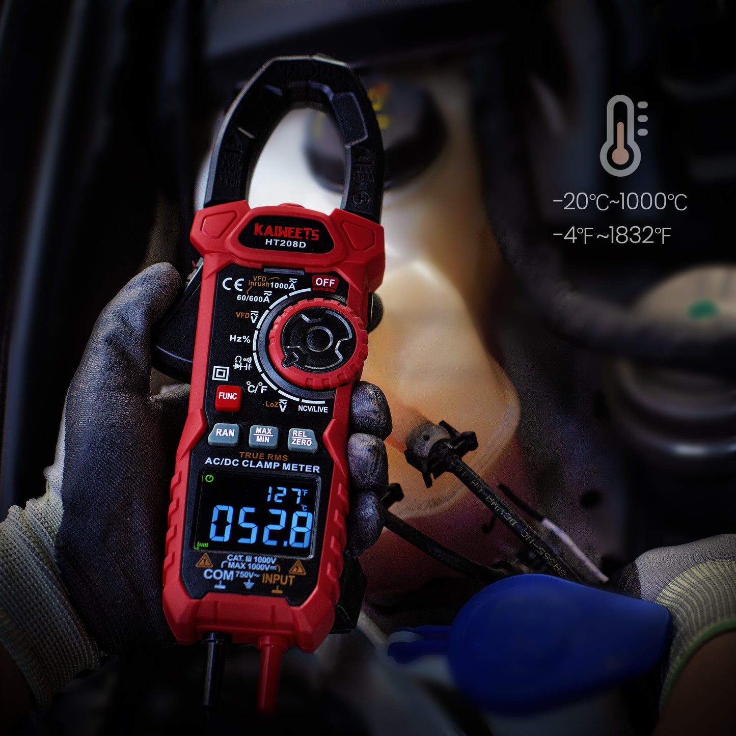 KAIWEETS HT208D Inrush Clamp Meter 1000A True RMS AC/DC Current Amp Meter Tristar Online