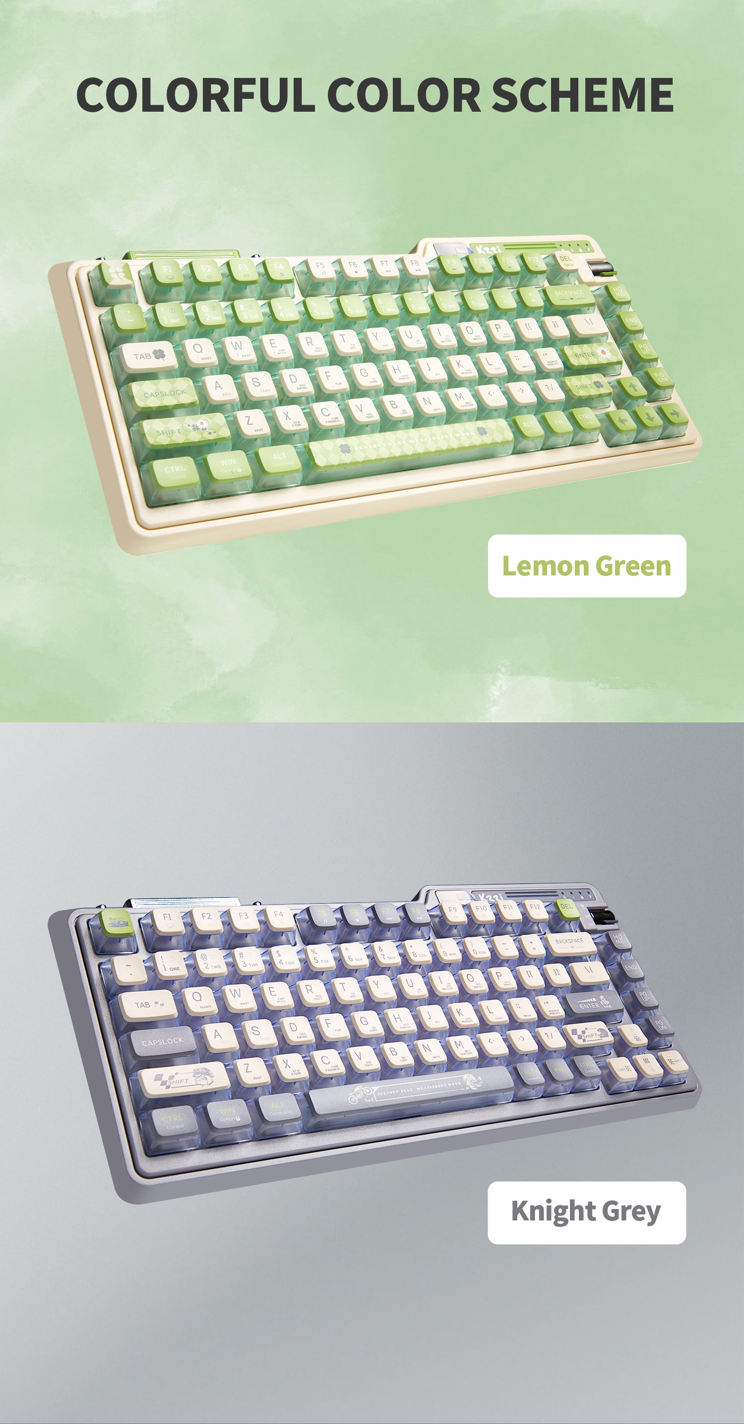 KZZI K75 PRO RGB 75% Wireless Gasket Mechanical Lemon Green Keyboard, Triple Mode, Eternity Tactile Switch Tristar Online