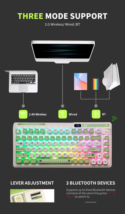 KZZI K75 PRO RGB 75% Wireless Gasket Mechanical Lemon Green Keyboard, Triple Mode, Eternity Tactile Switch Tristar Online