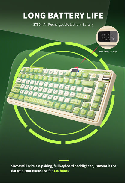 KZZI K75 PRO RGB 75% Wireless Gasket Mechanical Lemon Green Keyboard, Triple Mode, Eternity Tactile Switch Tristar Online