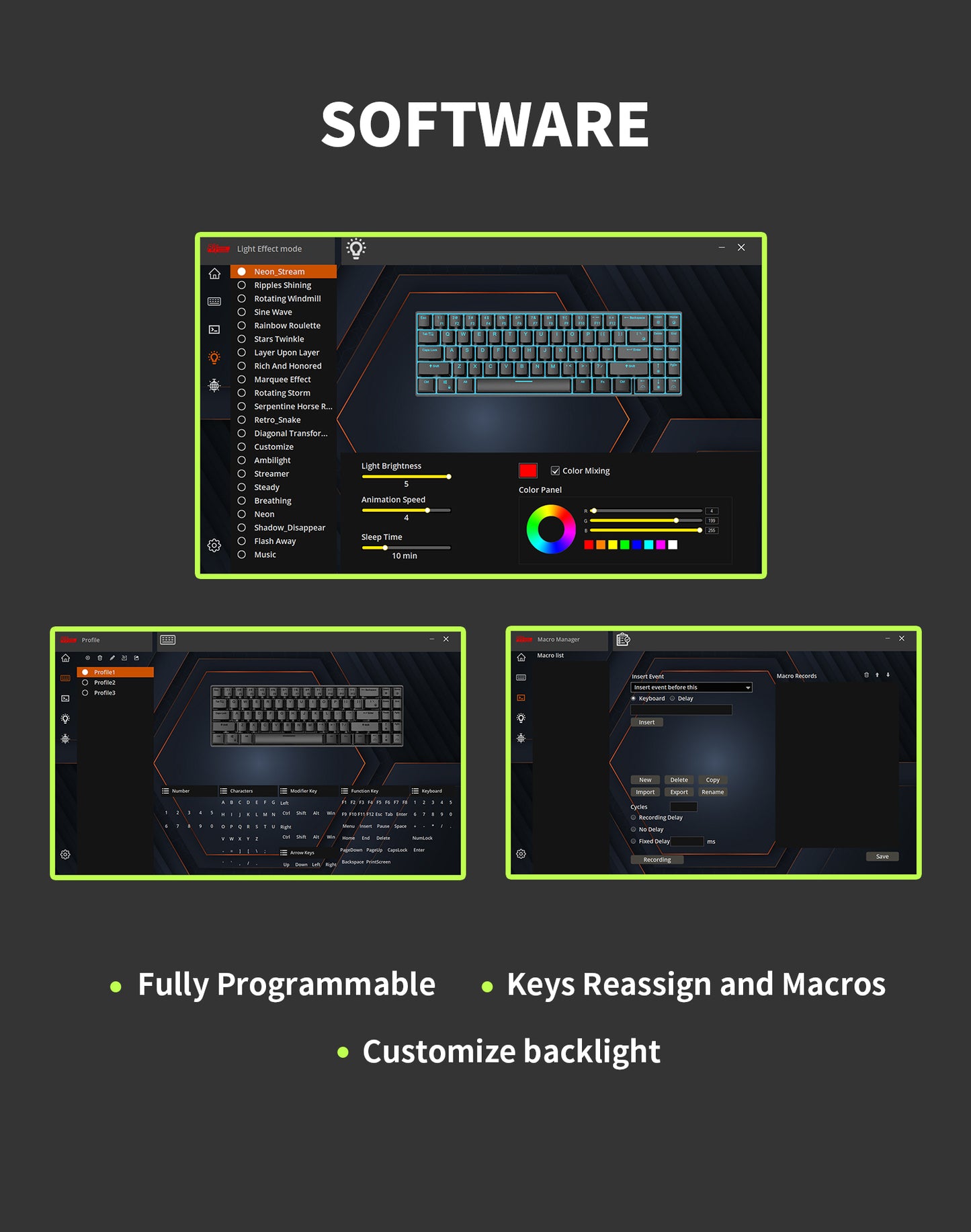 KZZI K75 PRO RGB 75% Wireless Gasket Mechanical Lemon Green Keyboard, Triple Mode, Eternity Tactile Switch Tristar Online