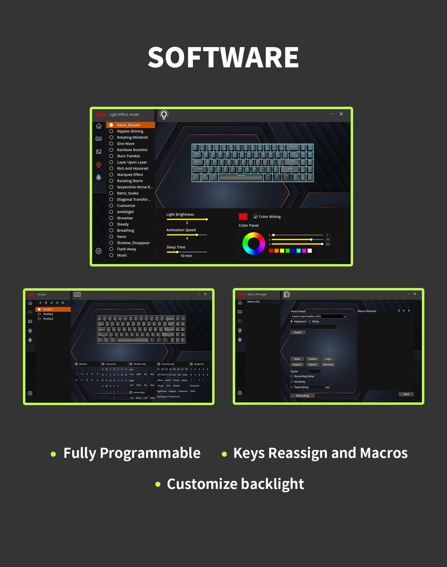 KZZI K75 PRO RGB 75% Wireless Gasket Mechanical Lemon Green Keyboard, Triple Mode, Eternity Tactile Switch Tristar Online