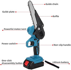 Mini Chainsaw Cordless, 6 Inch Handheld Electric Power Chainsaw with 2 Batteries Tristar Online