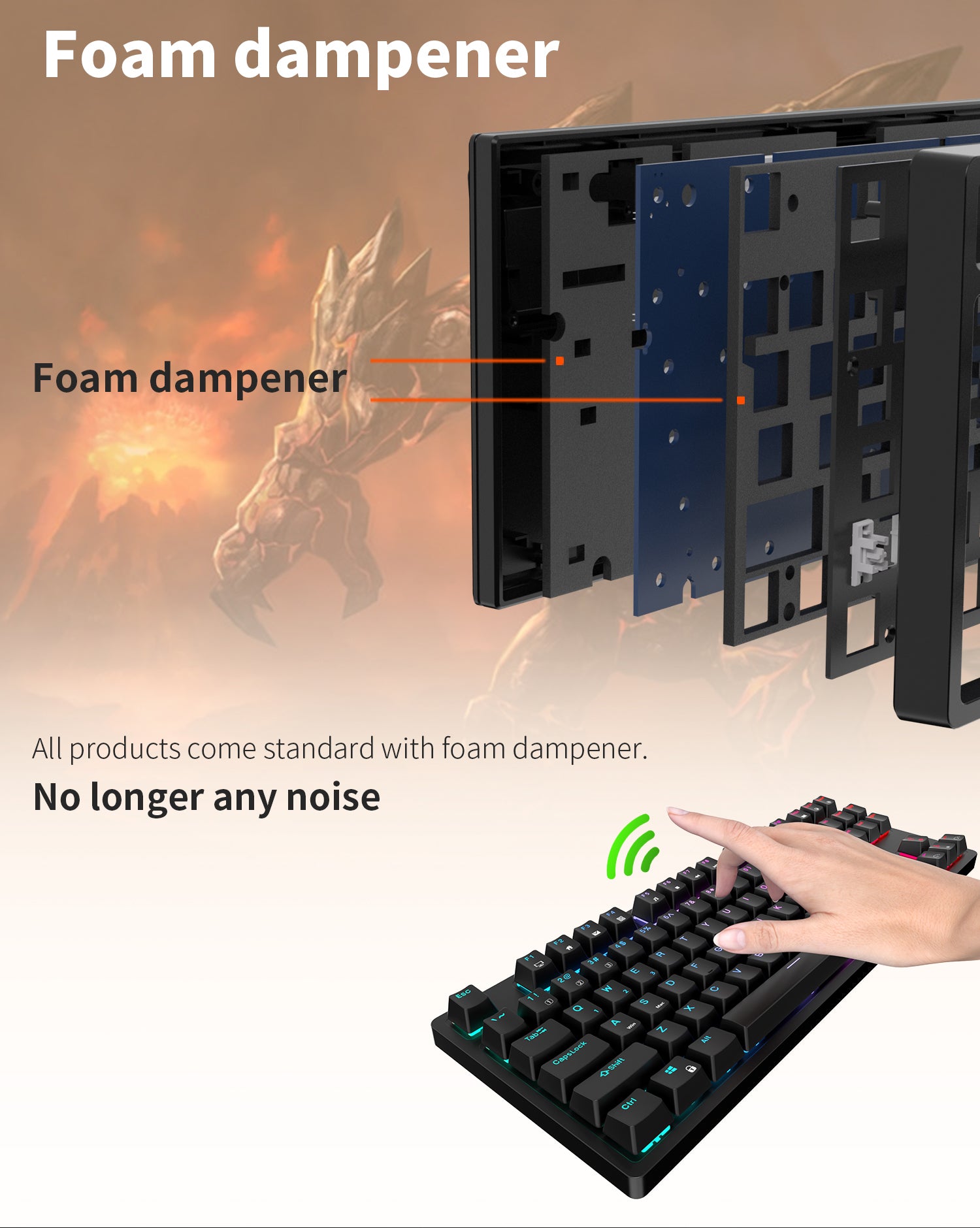 ROYAL KLUDGE RK84 Wireless Hot Swap Black 65% Mechanical Keyboard, Brown Switch Tristar Online
