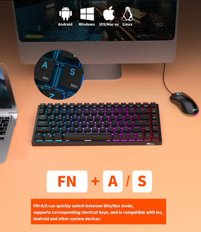 ROYAL KLUDGE RK84 Wireless Hot Swap Black 65% Mechanical Keyboard, Brown Switch Tristar Online