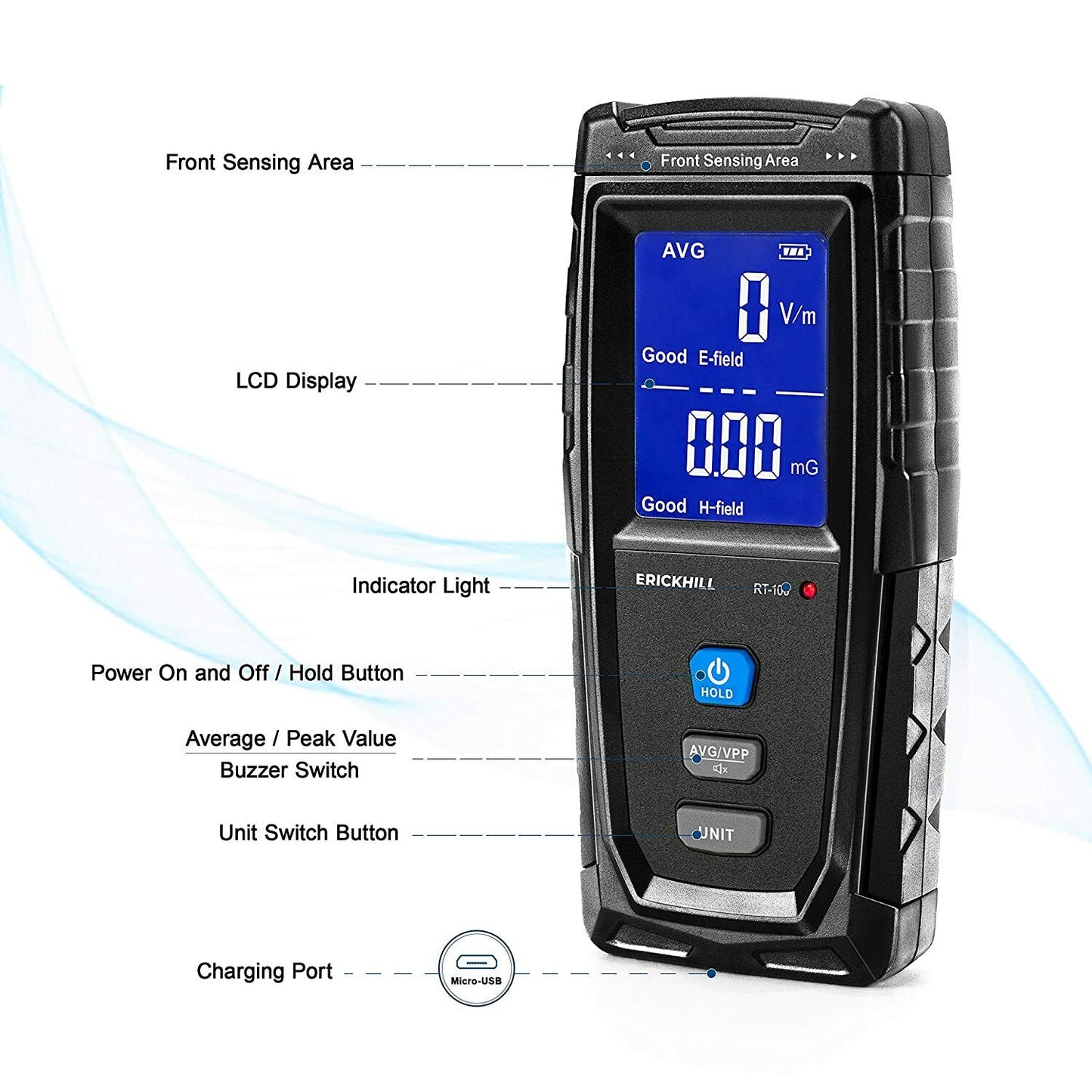 ERICKHILL EMF Meter Digital Electromagnetic Field Radiation Detector Machine Tristar Online
