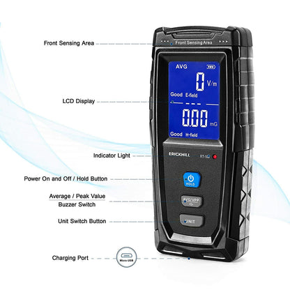 ERICKHILL EMF Meter Digital Electromagnetic Field Radiation Detector Machine Tristar Online