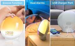 Sunrise Alarm Clock Wake Up Light 7 Sounds, Dual Alarms, Snooze, FM Radio Tristar Online