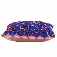 Amelie Royal Blue & Pink Felt Petals Cushion Cover Tristar Online