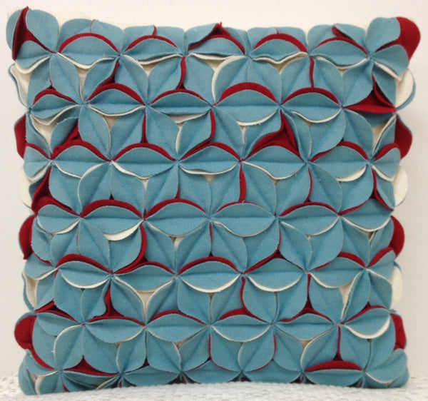 Amelie Aqua Blue & Red 3D Texture Cushion Cover Tristar Online