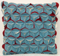 Amelie Aqua Blue & Red 3D Texture Cushion Cover Tristar Online