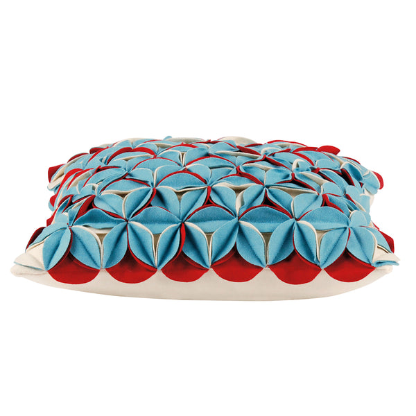 Amelie Aqua Blue & Red 3D Texture Cushion Cover Tristar Online