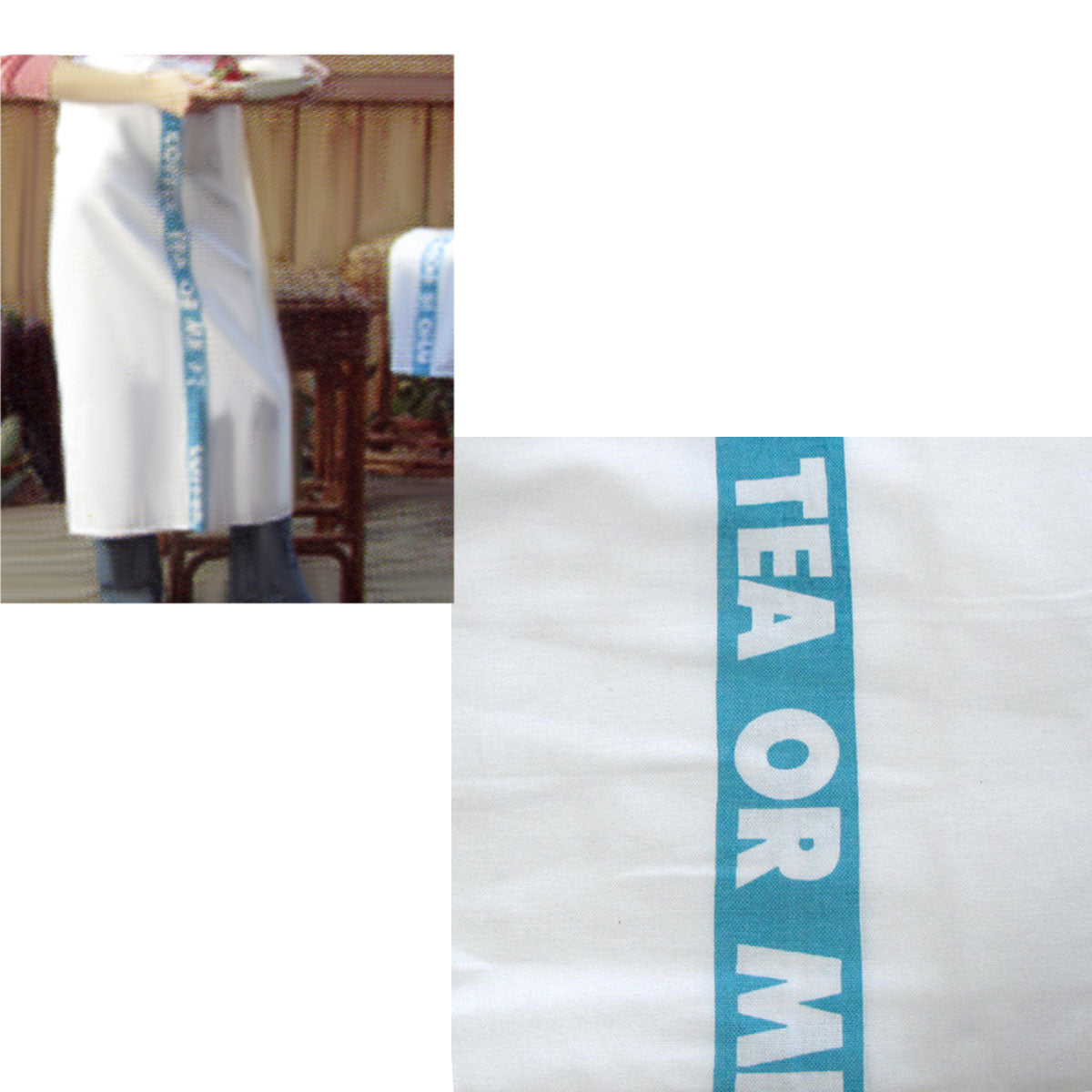 Coffee, Tea or Me Blue White Master Chef Half Cotton Apron 86 x 96 cm Tristar Online