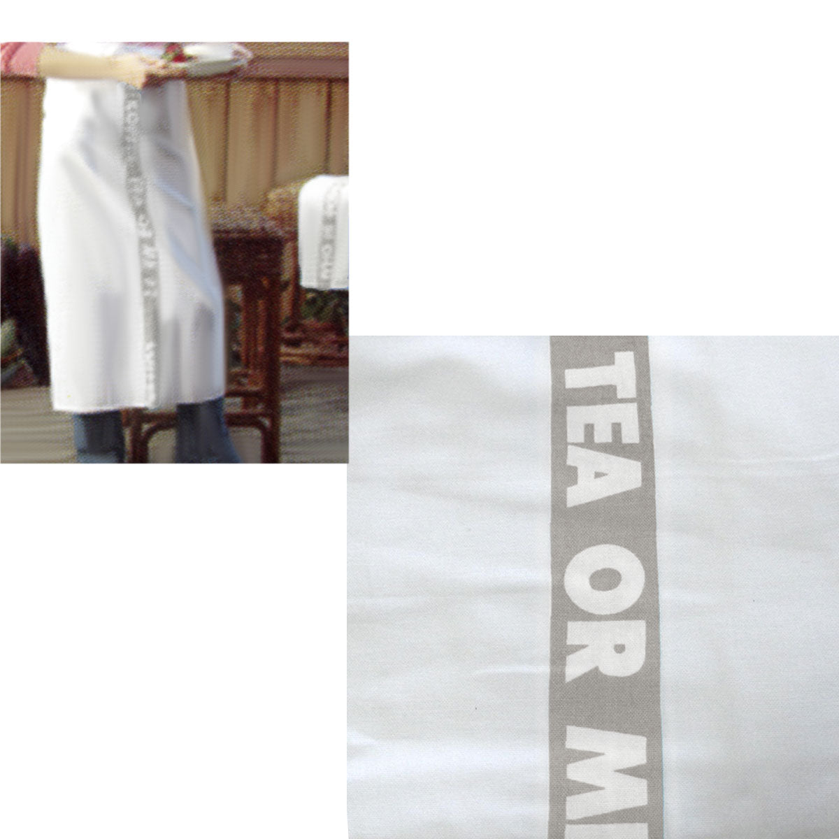 Coffee, Tea or Me Taupe White Master Chef Half Cotton Apron 86 x 96 cm Tristar Online