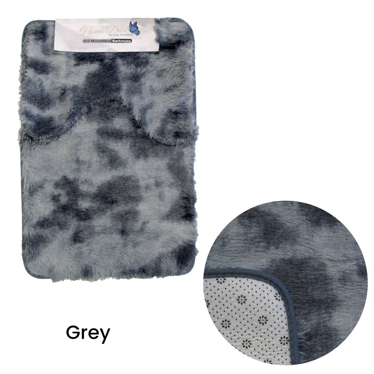 2 Pce 2-Toned Extra Light Weighted Shaggy Fluffy Bath Mat Set Grey Tristar Online