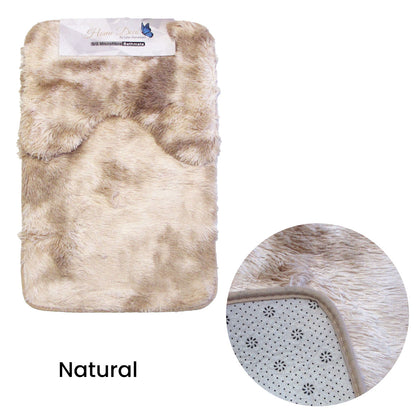2 Pce 2-Toned Extra Light Weighted Shaggy Fluffy Bath Mat Set Natural Tristar Online