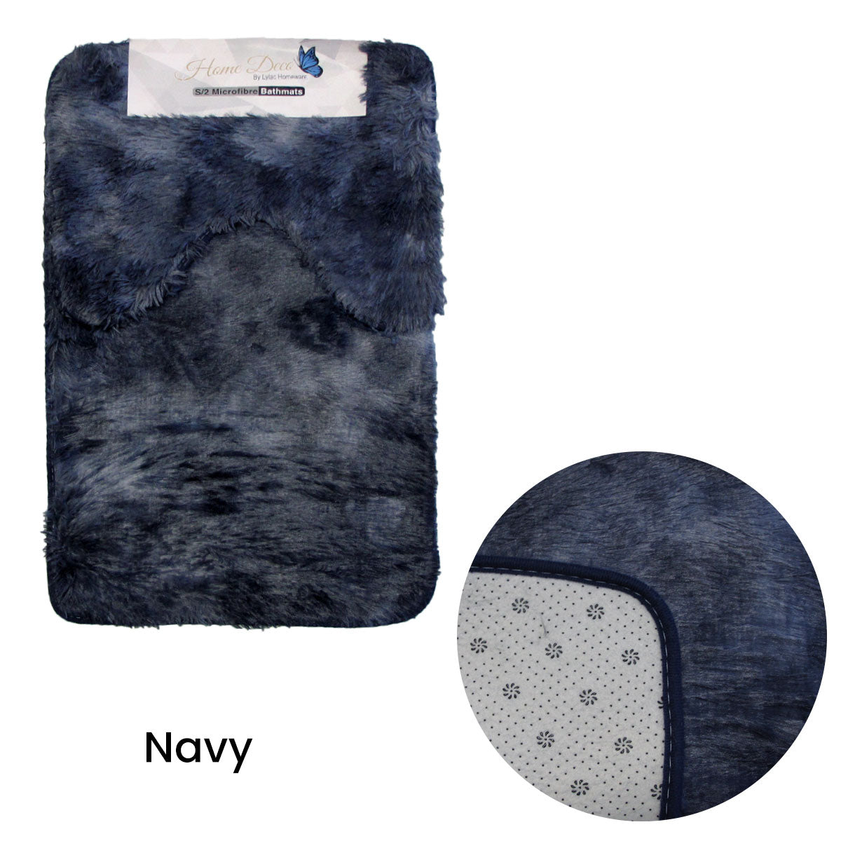 2 Pce 2-Toned Extra Light Weighted Shaggy Fluffy Bath Mat Set Navy Tristar Online