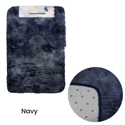 2 Pce 2-Toned Extra Light Weighted Shaggy Fluffy Bath Mat Set Navy Tristar Online