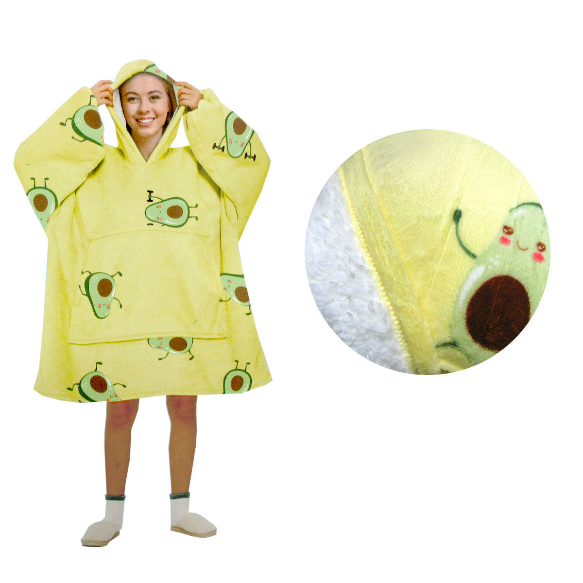 Blanket Hoodie with Sherpa Reverse Yellow Avacado Tristar Online
