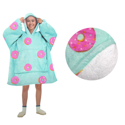 Blanket Hoodie with Sherpa Reverse Aqua Donuts Tristar Online