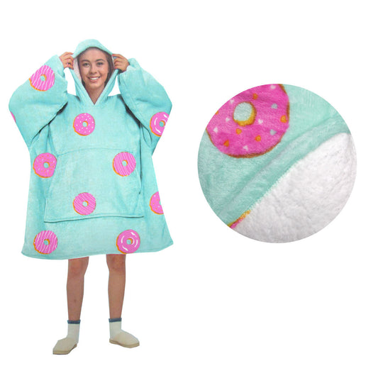 Blanket Hoodie with Sherpa Reverse Aqua Donuts Tristar Online