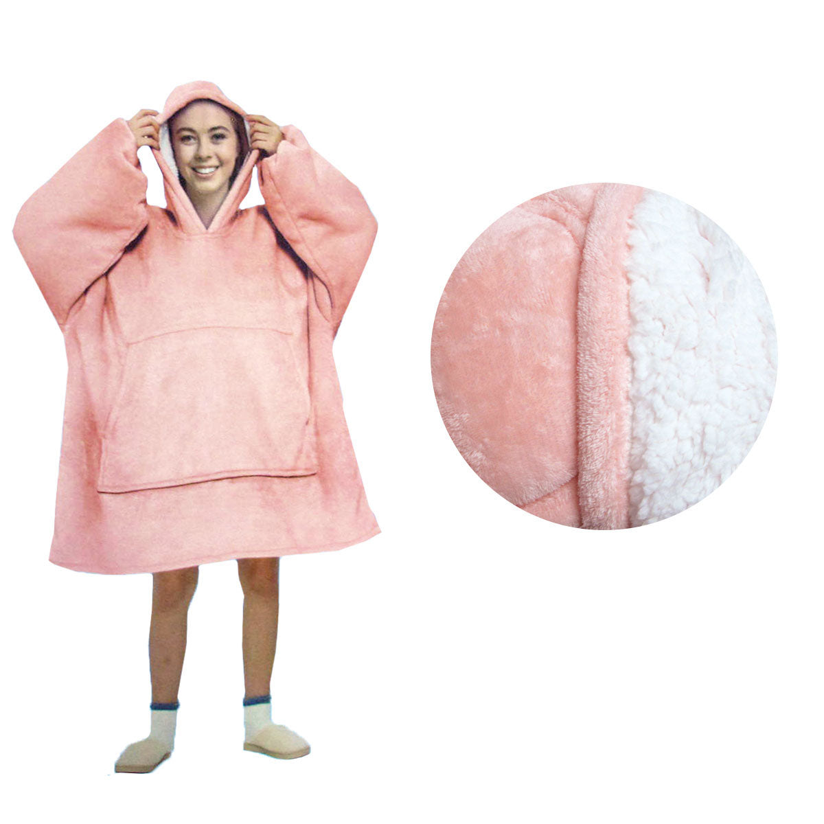 Blanket Hoodie with Sherpa Reverse Plain Coral Tristar Online