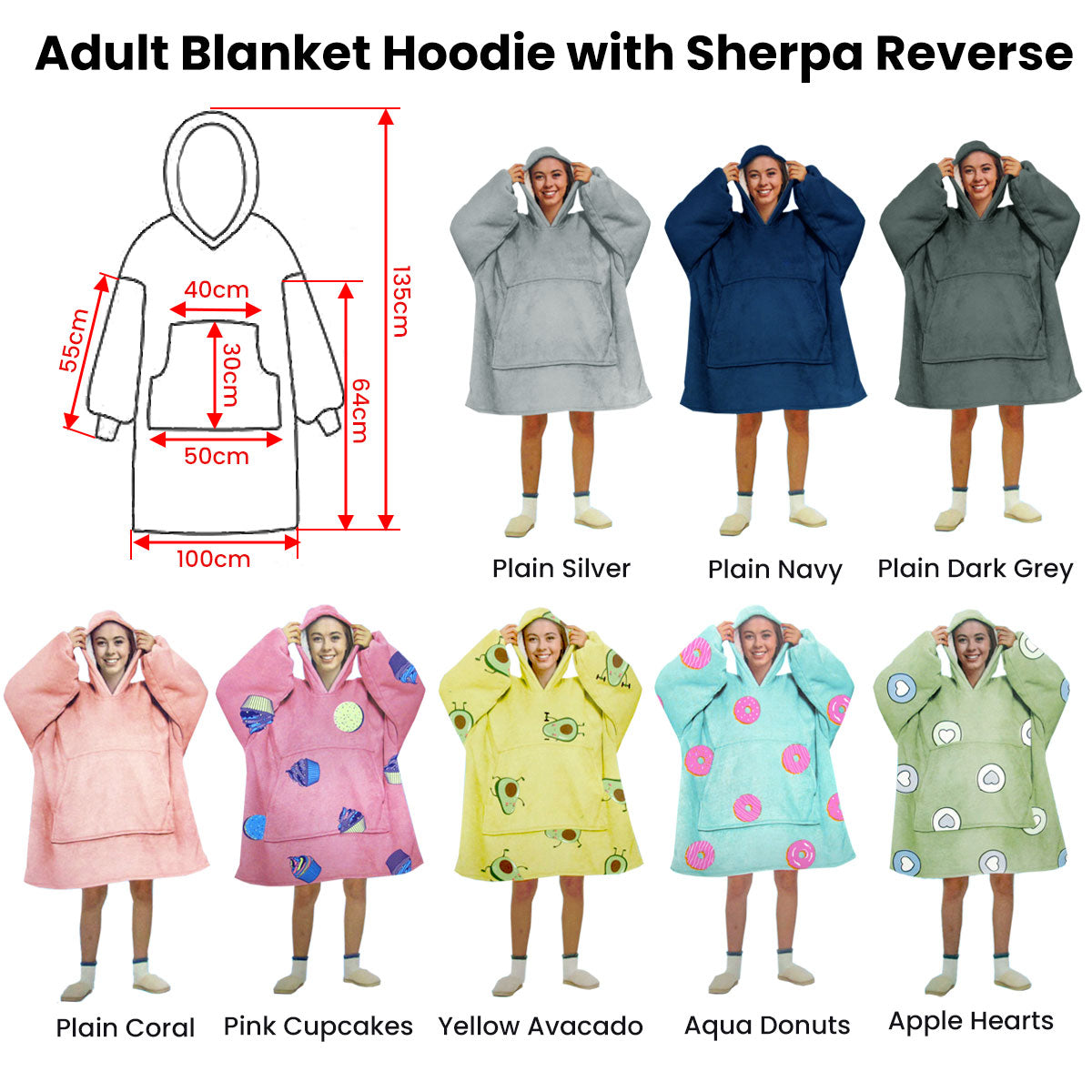 Blanket Hoodie with Sherpa Reverse Plain Silver Tristar Online