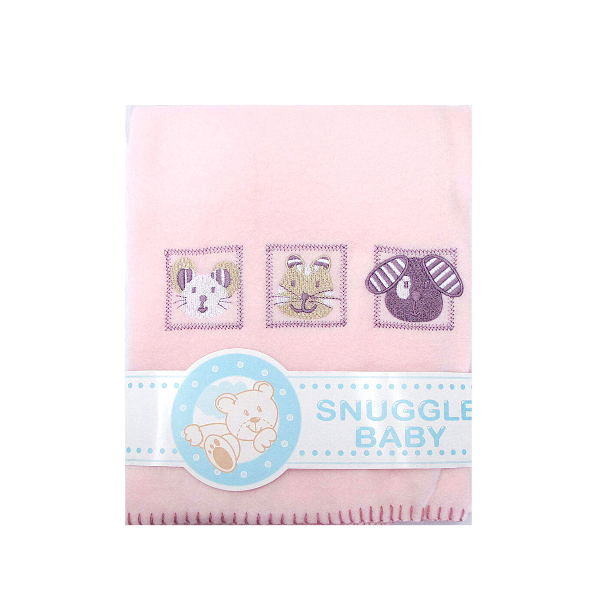 Animal Pink Embroidered Polar Fleece Baby Blanket 80 x 100 cm Tristar Online