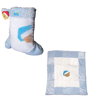 Cute Bear Blue Coral Fleece Baby Blanket 75 x 90 cm Tristar Online
